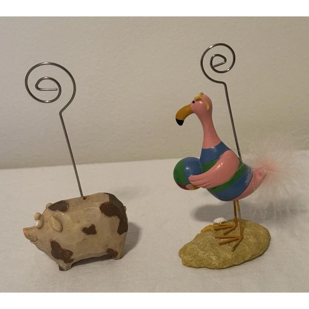 Set 7 Drink Photo Name Place Note Card Holders Animals Flamingo Pig‎ Dog Octopus